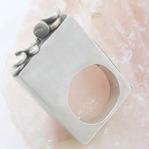 ABSTRACT HOLLOW RING HANDMADE IN STERLING SILVER METAL SIZE 8